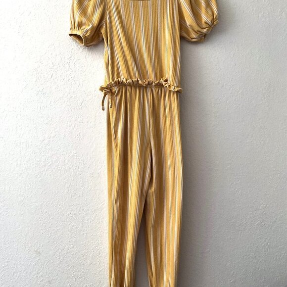 SUNSET SKY YELLOW & WHITE STRIPE JUMPSUIT - Picture 4 of 11